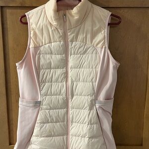 Women's Cream and Pink Puffer Vest